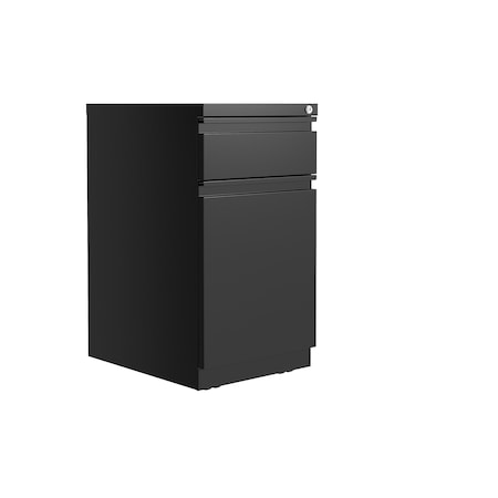 20 In. Deep Mobile File Cabinet 2 Drawer With XL Backpack Drawer, Letter Width, Black